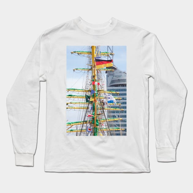 Bremerhaven; City; New port; Ship mast Long Sleeve T-Shirt by Kruegerfoto